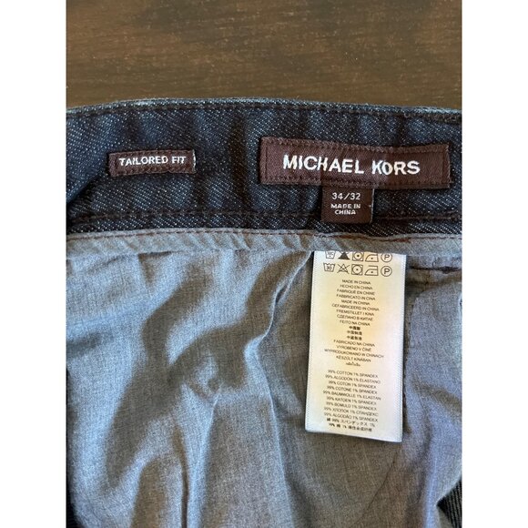 Michael Kors Mens 34" X 32" Tailored Fit Dark Blue Denim Jeans High Waist - Picture 4 of 6